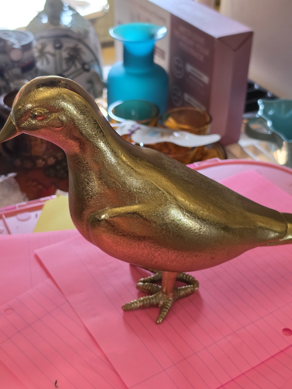 AT-1 Vintage Brass-Style Decorative Bird Figurine - Gold